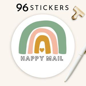 Happy Mail Stickers Organic Rainbow 96 Count